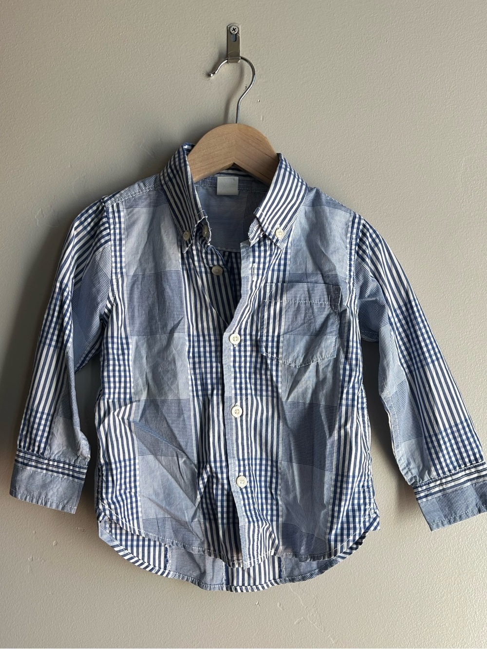 babyGap Button Down Shirt 3T Blue Stripe Preppy Coastal Nautical Scandi Academia